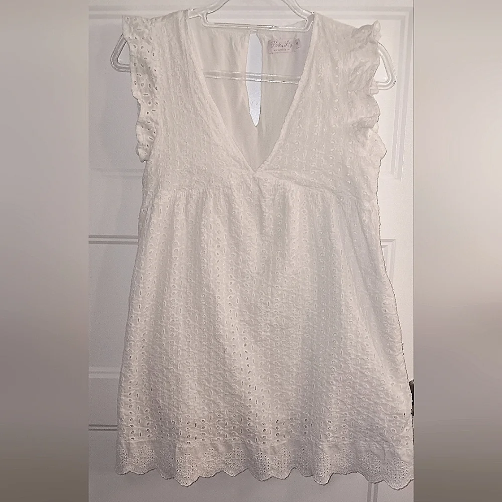 Pink Lily Lined Eylet Baby Doll Dress w/ Pockets - Picture 8 of 9